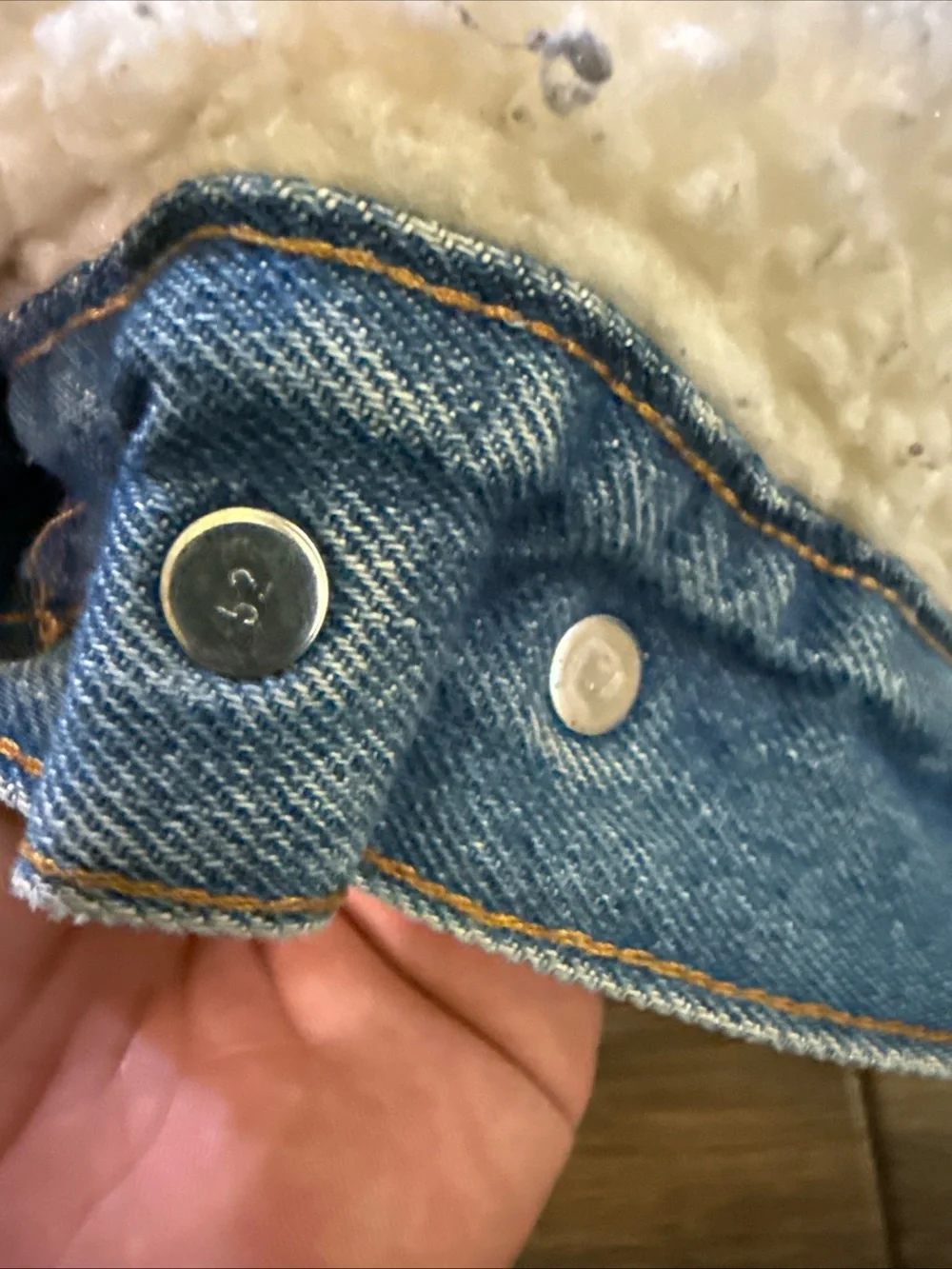 1970’s Levi's Sherpa Lined Denim Trucker Jacket Orange Tab Size 46 USA Made - Picture 10 of 11